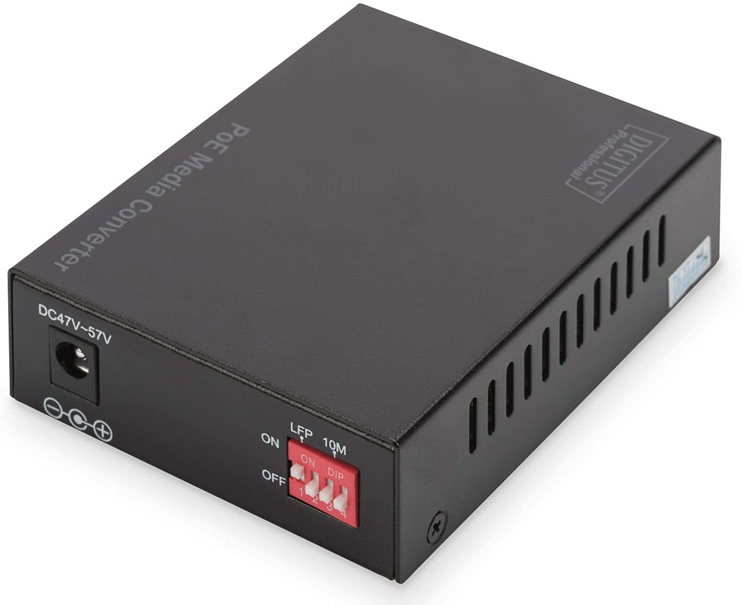 Digitus PoE at Media Converter, SFP 10/100/1000Base-T to SFP Open Slot, Incl. PSU, 30 W PoE, without SFP Module