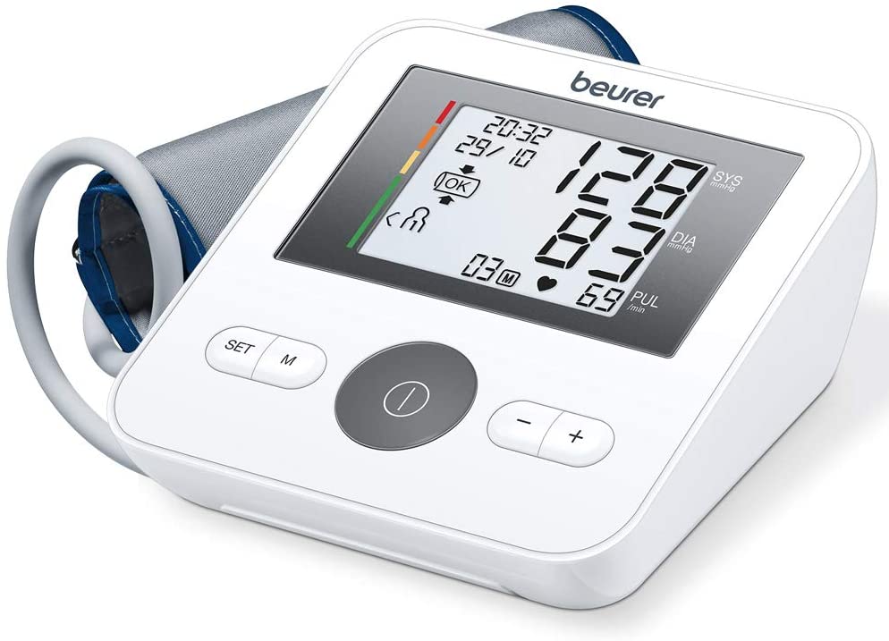 Beurer BM 27 Upper arm blood pressure monitor with cuff fit control, for upper arm circumferences of 22-42 cm, risk indicator, arrhythmia detection, message in case of application errors no app networking