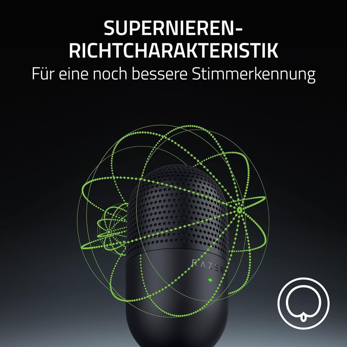 Razer Seiren V3 Mini - Ultrakompaktes USB-Mikrofon (14mm Supernieren Kondensatormikrofon, Tap-to-Mute-Sensor mit LED-Anzeige, integrierter Stoßdämpfer, Plug-and-Play Design) Schwarz