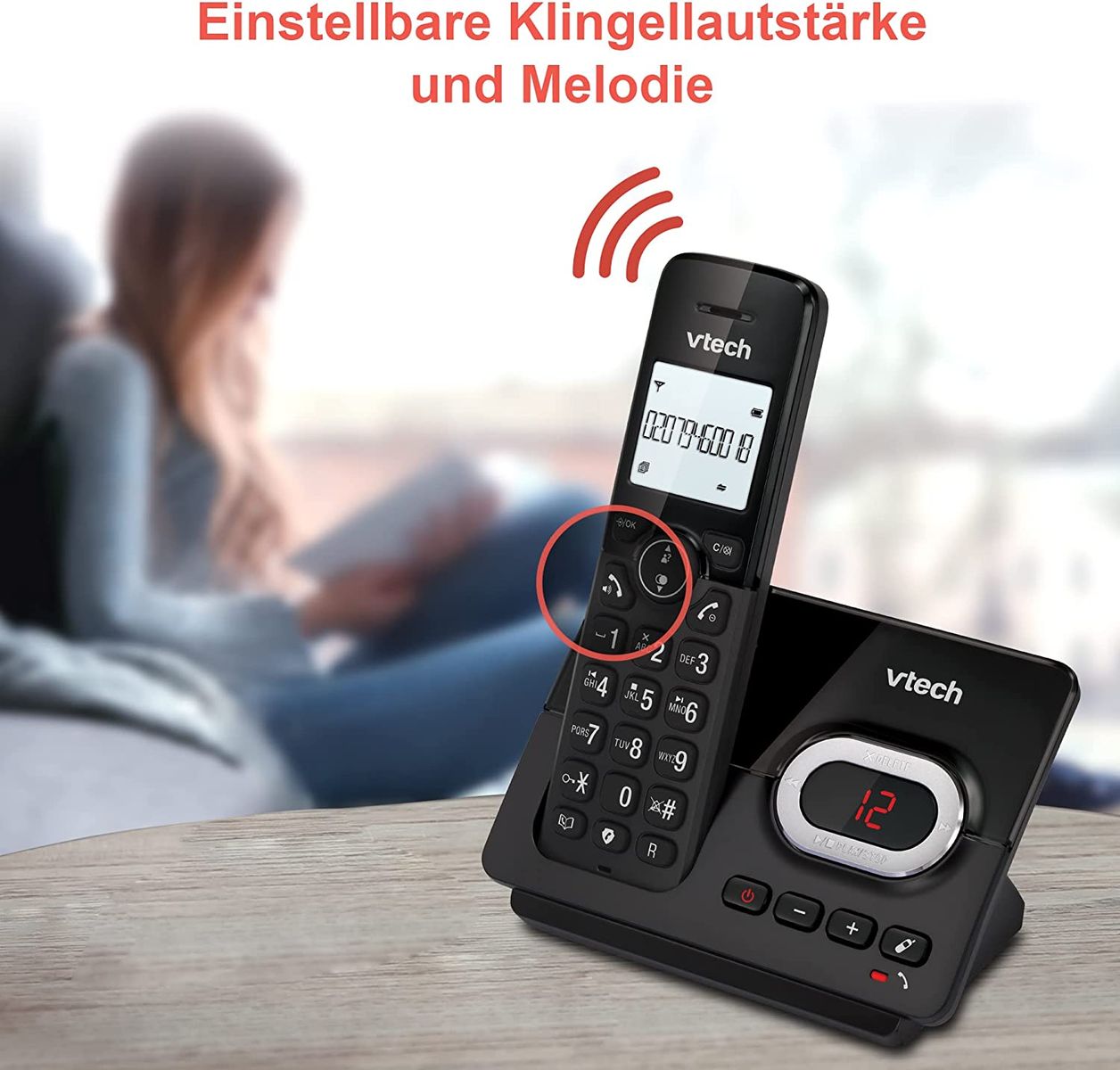 VTech CS2051 schnurloses Telefon Anrufbeantworter 2 Mobilteilen ECO+ Modus Festnetztelefon Anrufsperre Freisprechfunktion große Tasten zwei Zeilen Display