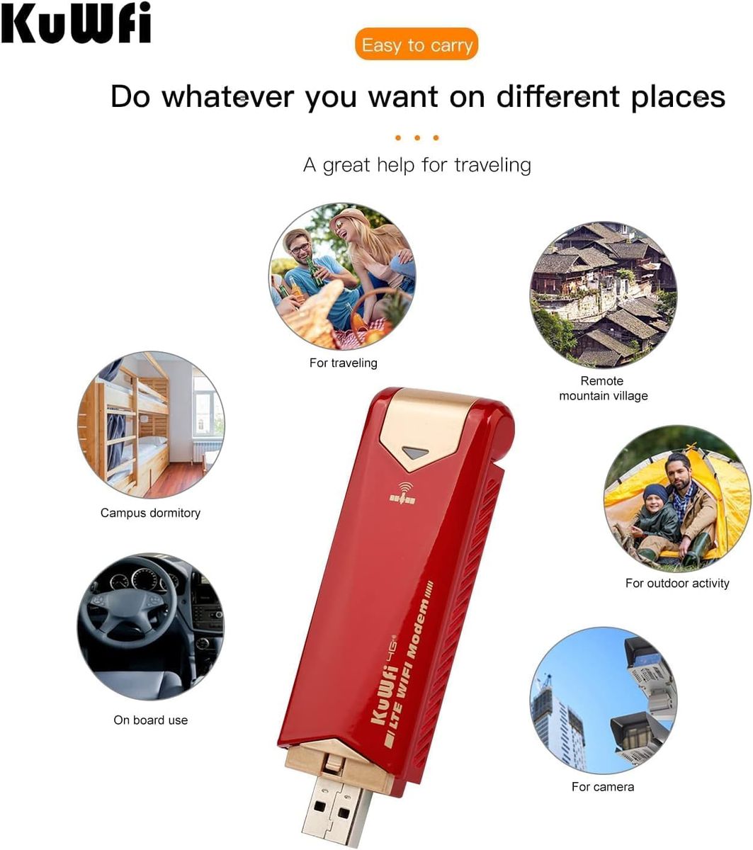 KuWFi 150 Mbps LTE Modem Dongle WiFi Stick Internet Stick mit Simkartensteckplatz 4G Hotspot Unterstützt Win2000/2003/xp/Vista/Win7/Win8/Win10/Linux-Systeme