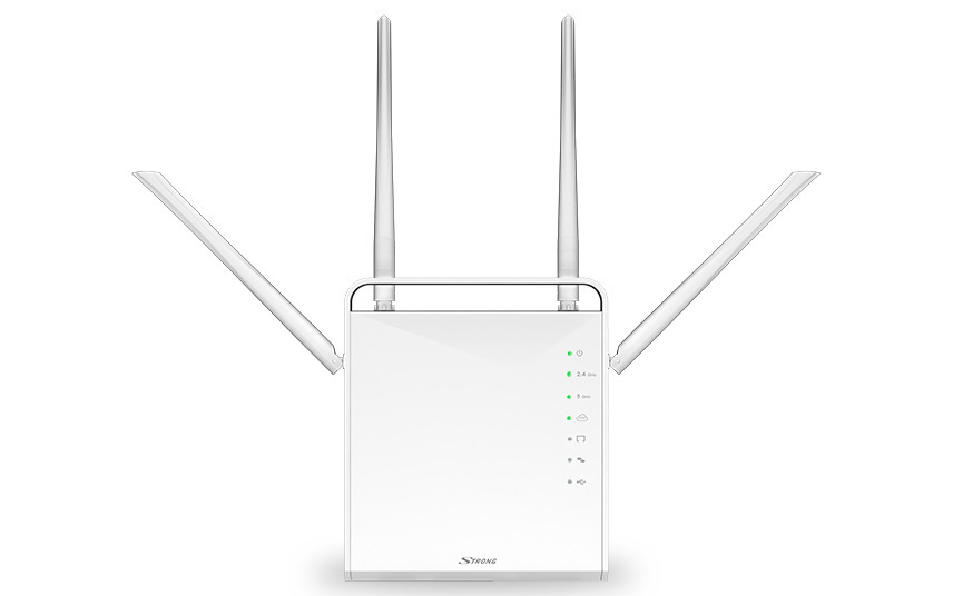 STRONG ROUTER1200 WLAN-Router 1200 Mbit/s Dual-Band (2,4/5 GHz), Gigabit Ethernet, 4x LAN, USB, MicroSD, Tabletop, Weiß, EU Stecker