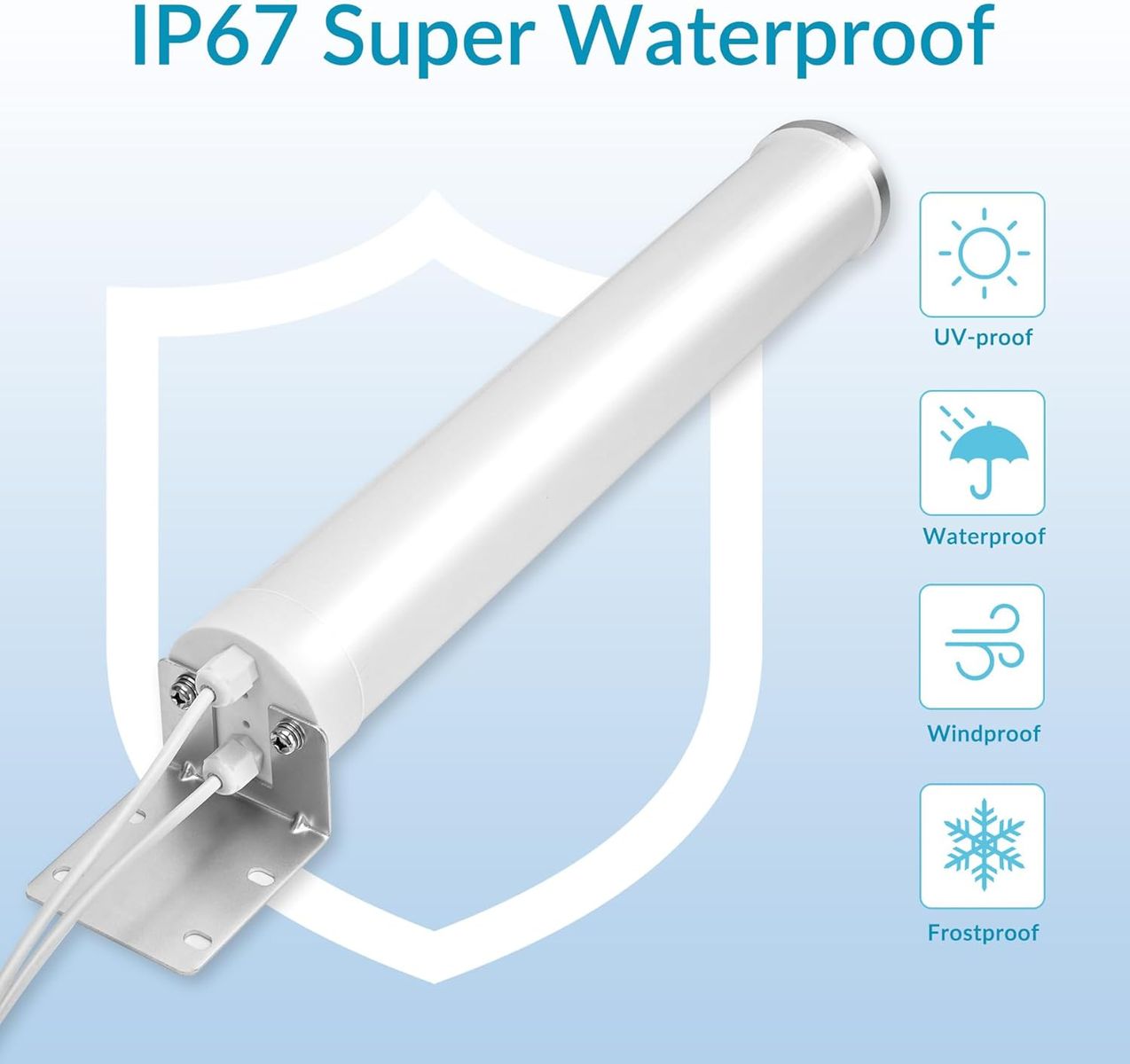 Nelawya nelawya 5G Außenantenne MIMO 698-3800 MHz Omnidirektional 12 dBi N-Buchse TS9/CRC9 Adapter 2x5m KMR240 Kabel