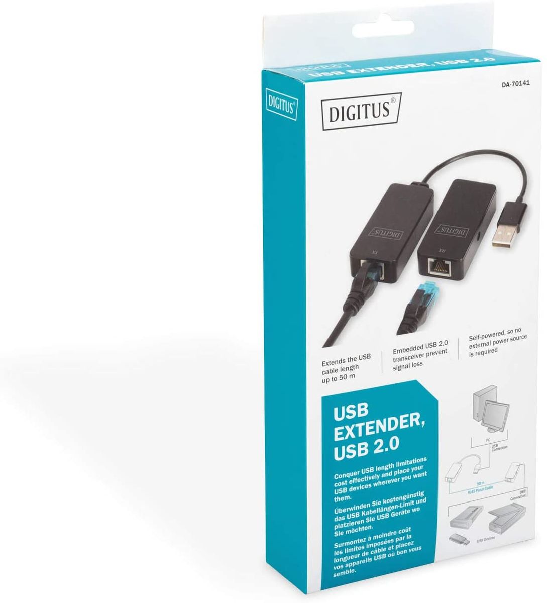 Digitus USB Extender, USB 2.0, 50 m for use with Cat5/5e/6 (UTP, STP or SFT) cable