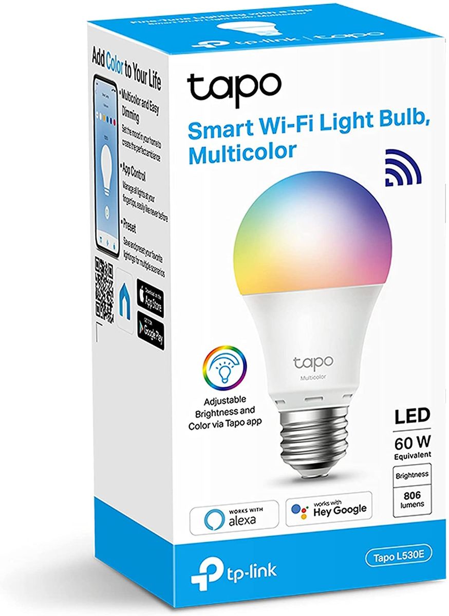 TP-Link Tapo L530E Smart Lighting Intelligentes Leuchtmittel 8,7 W Metallisch, Weiß WLAN