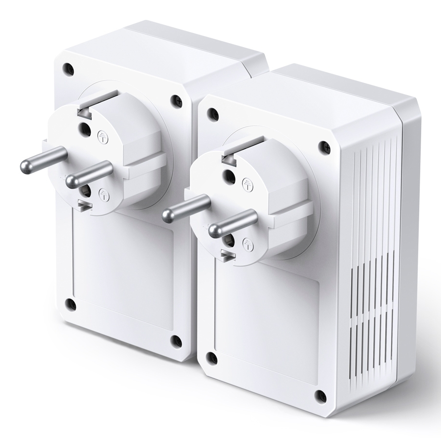 TP-Link TL-PA4015P KIT Powerline Adapter Kit 600 Mbit/s mit integrierter Steckdose, 2er-Set, Weiß, V6.0 FR