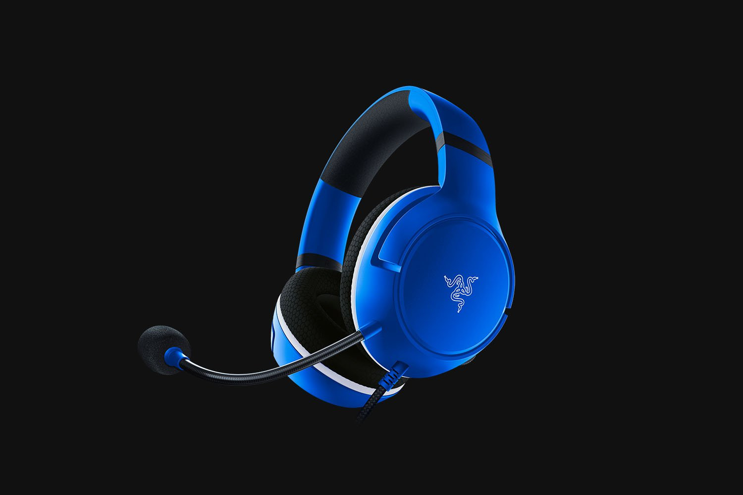 Razer RZ82-03970100-B3M1 Headset Bundle, Kabelgebunden 3,5 mm, Boom-Mikrofon, Ohrumschließend, 32 Ohm, Gaming, Shock Blue, mit USB-C-Ladestation