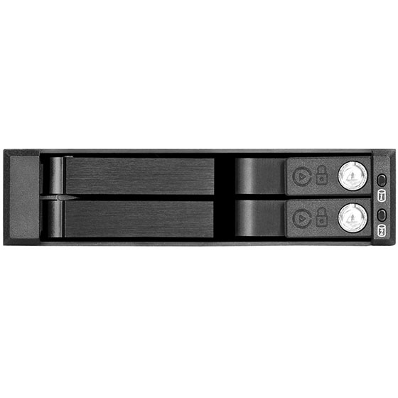 SilverStone SST-FS202B Festplatten-Backplane 2x2,5" in 3,5" Einschub, Aluminium, Schwarz, 6 Gbit/s, Schloss, LED, Hot-Swap