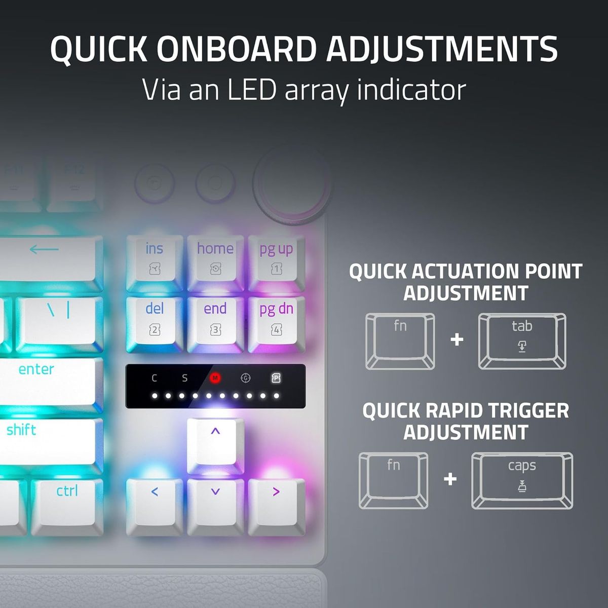 Razer Huntsman V3 Pro Tenkeyless - Analog Optical E-Sports PC-Keyboard - Razer Snap Tap & Rapid Trigger (Multifunktionsrad mit 2 dedizierten Tasten, PBT-Tasten) Weiß