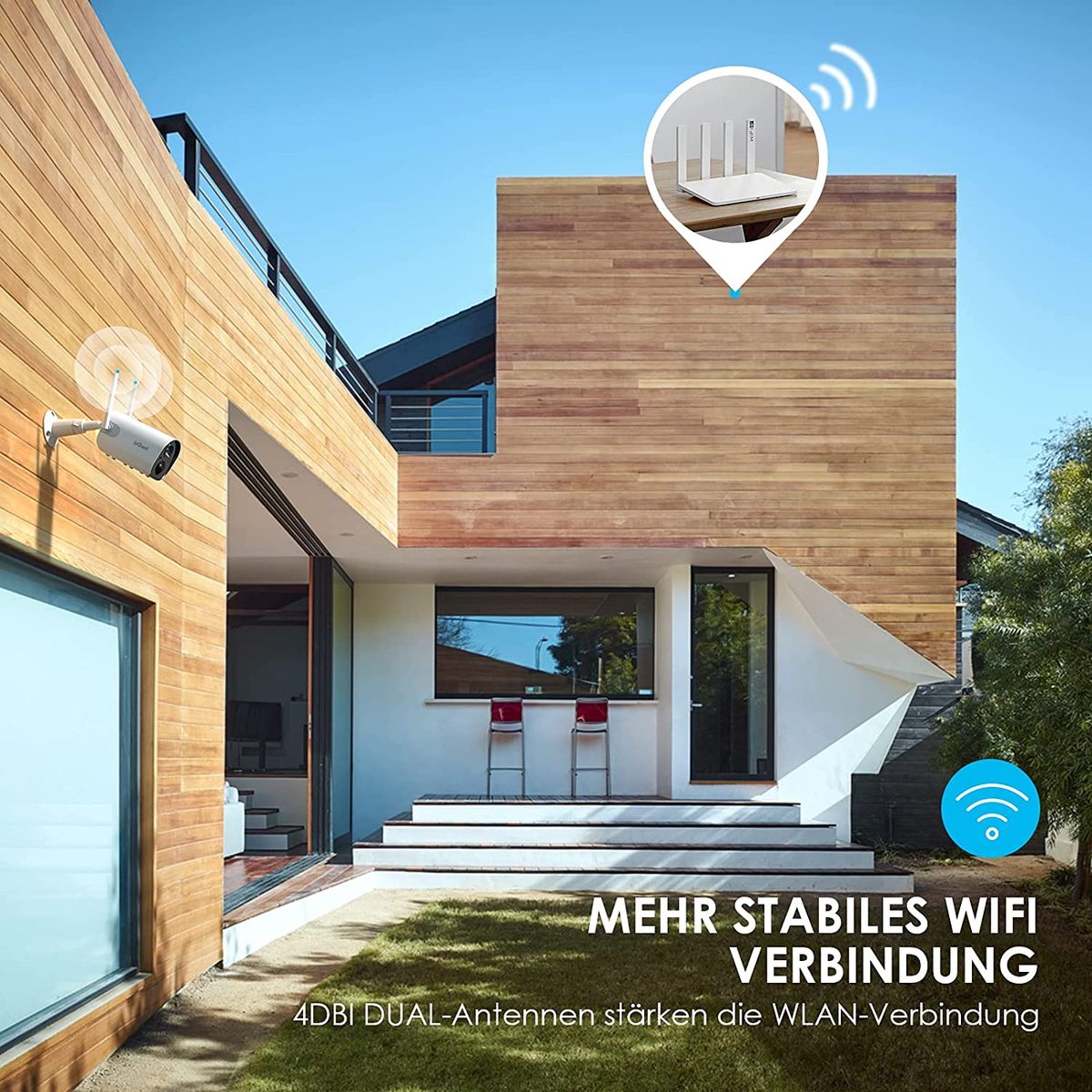 ieGeek Surveillance Camera Outdoor Battery 10400mAh, 1080P Wireless Outdoor WLAN IP Camera with PIR Motion Detector, IR Night Vision, IP65 Waterproof, 2-Way Audio, Cloud/SD Storage