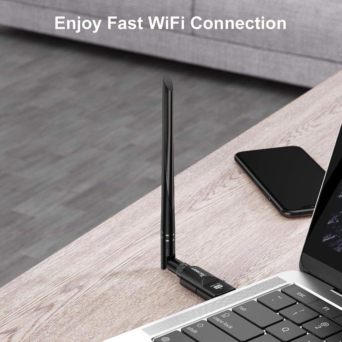 Techkey WLAN Stick 1200 Mbit/s, Techkey USB 3.0 WLAN Adapter 802.11 AC Dualband WiFi Adapter 2,42 GHz / 300 Mbit/s 5,8 GHz / 866 Mbit/s 5dBi High Gain-Antenne für Windows 11-7 / XP / Vista / Mac OS 10.9-10.15 Schwarz