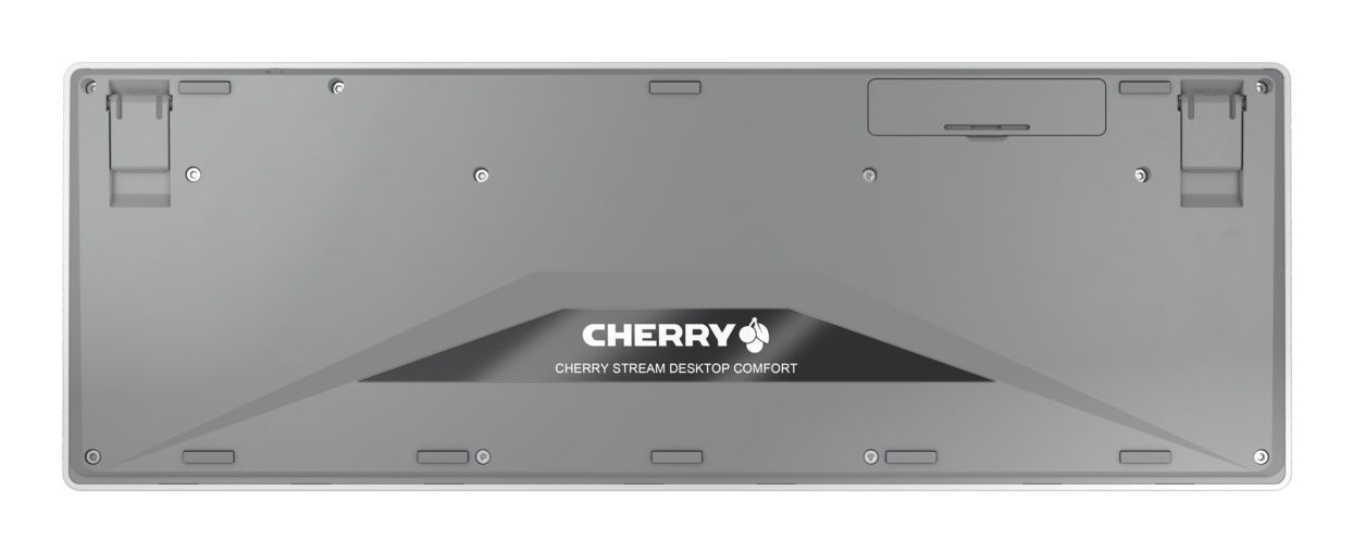 CHERRY STREAM DESKTOP COMFORT, Kabelloses Tastatur-Maus-Set, 2,4 GHz Funk, Leise Tasten, Ergonomische Rechtshu00e4ndermaus, Weiu00df-Grau - (DEU Layout - QWERTZ)