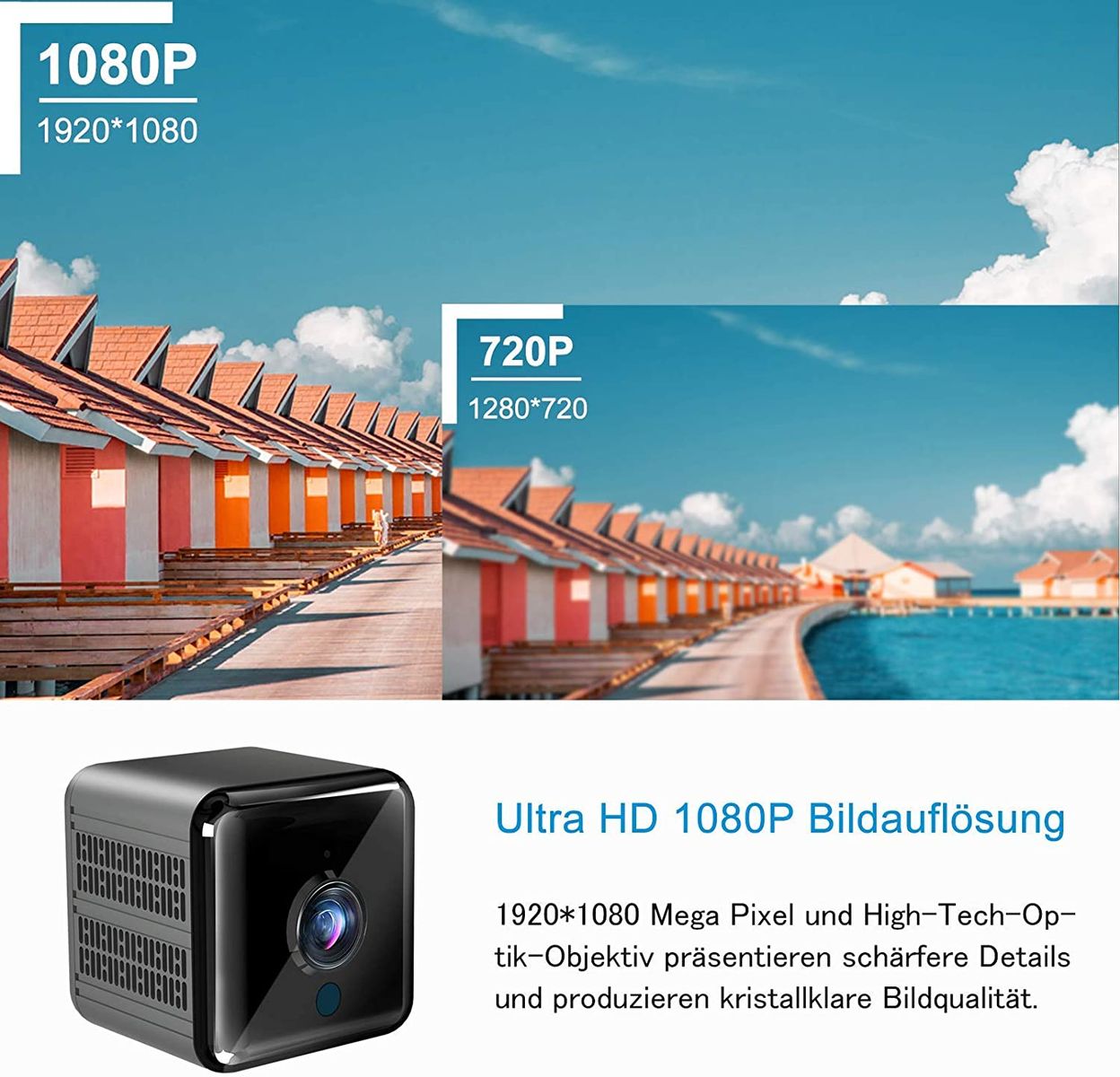 KINGDANS Gumgood Mini Camera, Mini Super Infrared Night Vision Surveillance Camera, Full HD 1080p, Long Battery Life, WLAN Camera with Motion Detection and Magnet