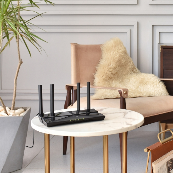 TP-Link Archer AX23 AX1800 Dual-Band Wi-Fi 6 Router 1201 Mbit/s 5 GHz 574 Mbit/s 2,4 GHz 4 × Gigabit LAN-Ports WPA3 HomeCare Tether APP Unterstützt keine DSL-Funktion