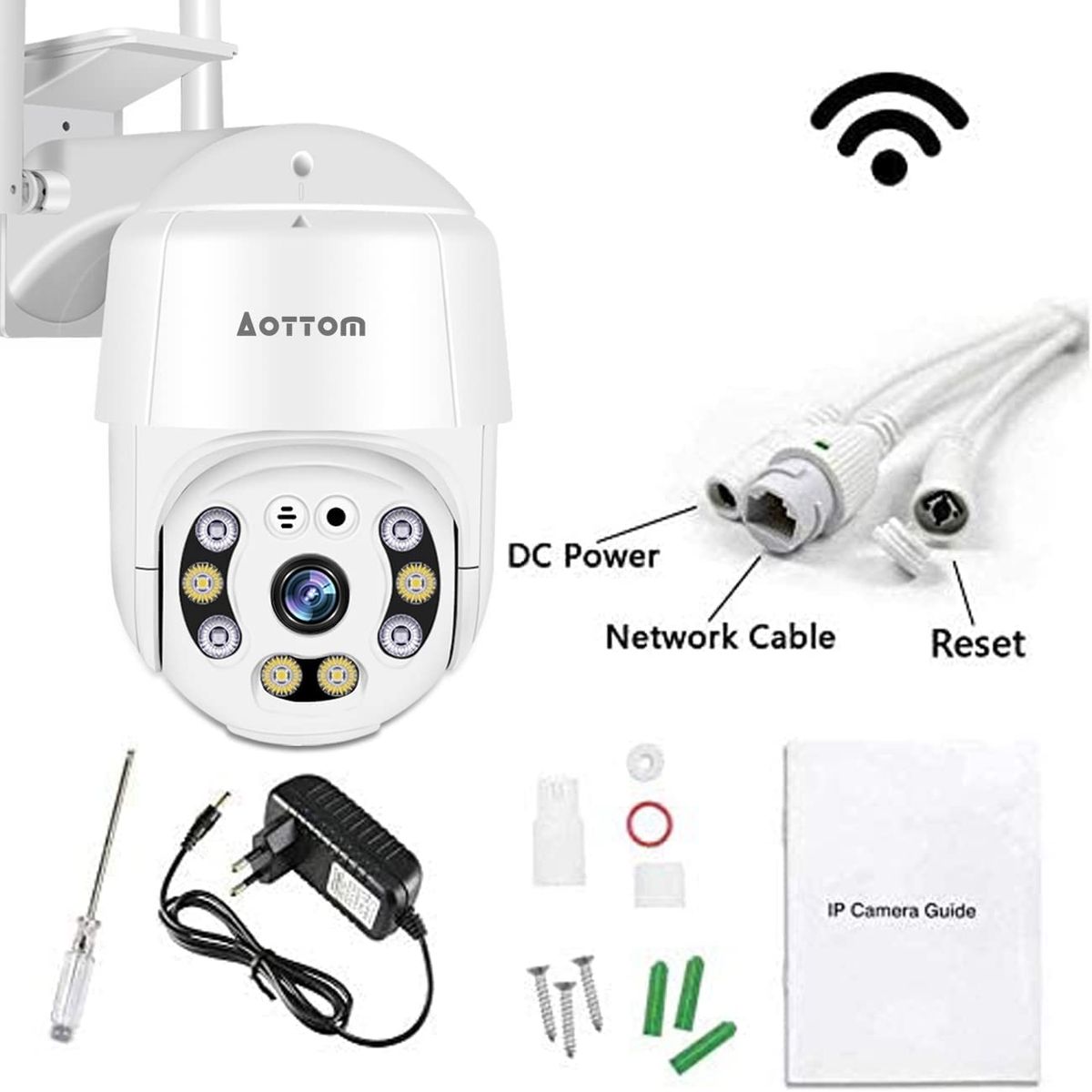 Aottom Überwachungskamera Aussen 1080P WLAN IP Kamera Outdoor PTZ Dome Kamera Sicherheitskamera Bewegungsmelder 40m Nachtsicht 2-Wege-Audio IP66 Wasserdicht APP YI Lot SD KartenslotMAX.128 GB