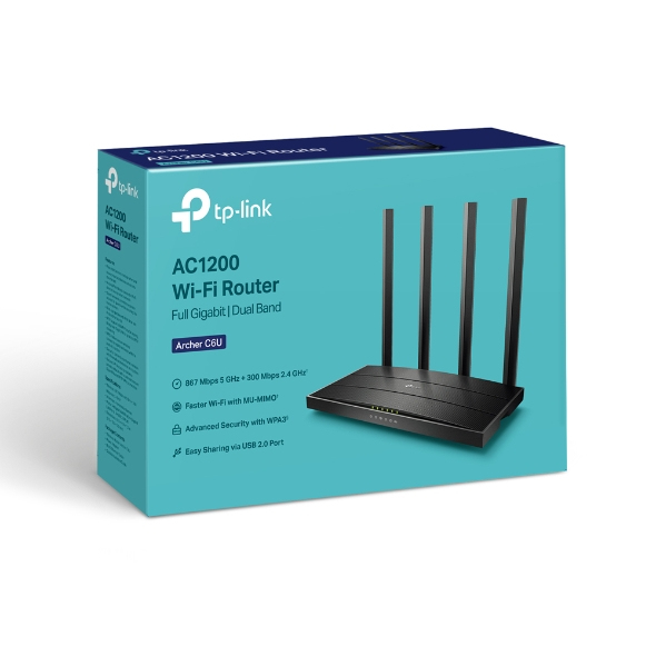 TP-Link Archer C6U WLAN-Router Gigabit Ethernet Dual-Band (2,4 GHz/5 GHz) Schwarz