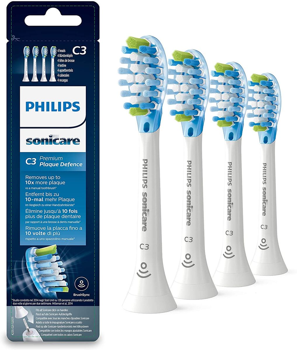 Philips Sonicare C3 Premium Plaque Defence Standard-Bürstenköpfe für Schallzahnbürste (Modell HX9044/17) Weiß