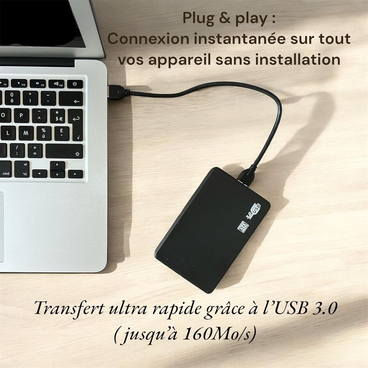 Generic B0DM6QF4C5 Externe 2,5 Zoll Festplatte, Tragbar, 500 GB, USB 3.0, Ultradünn, Schwarz