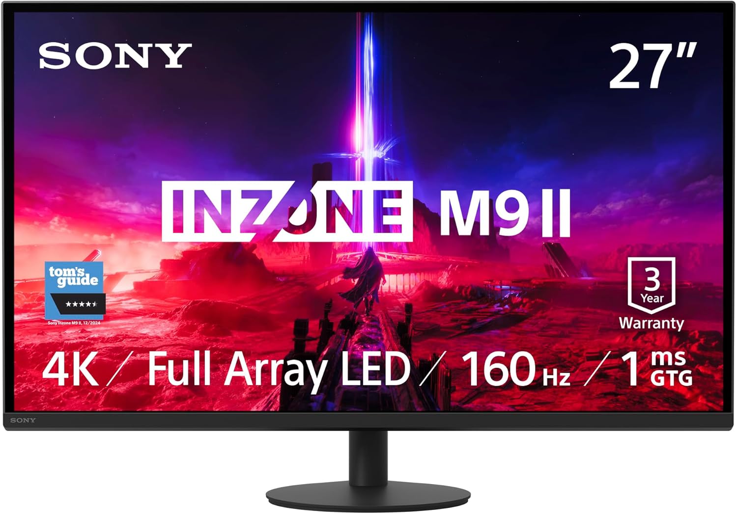 Sony INZONE M9II 27" 4K Ultra HD PC Gaming Monitor: 2160p Auflösung - 160Hz Bildwiederholfrequenz - 1ms GTG - DCI-P3 95% Spektrum - Full Array LED - G-Sync - Adaptive Sync - VRR, Schwarz