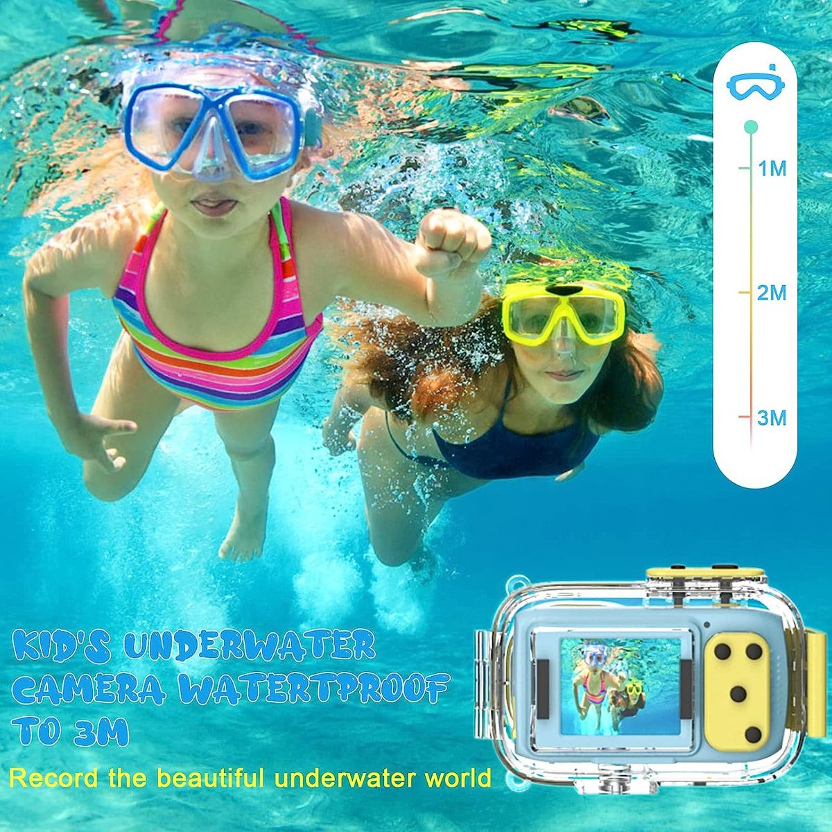 DioKiw 48MP Kinder Kamera, Mini Digitale wasserdichte Kinderkamera 1080P FHD Video Spielzeugkamera mit 2,0 IPS Bildschirm, 16GB SD-Karte, Silikonhülle, Geschenke für Jungen Mädchen im Alter von 3-12