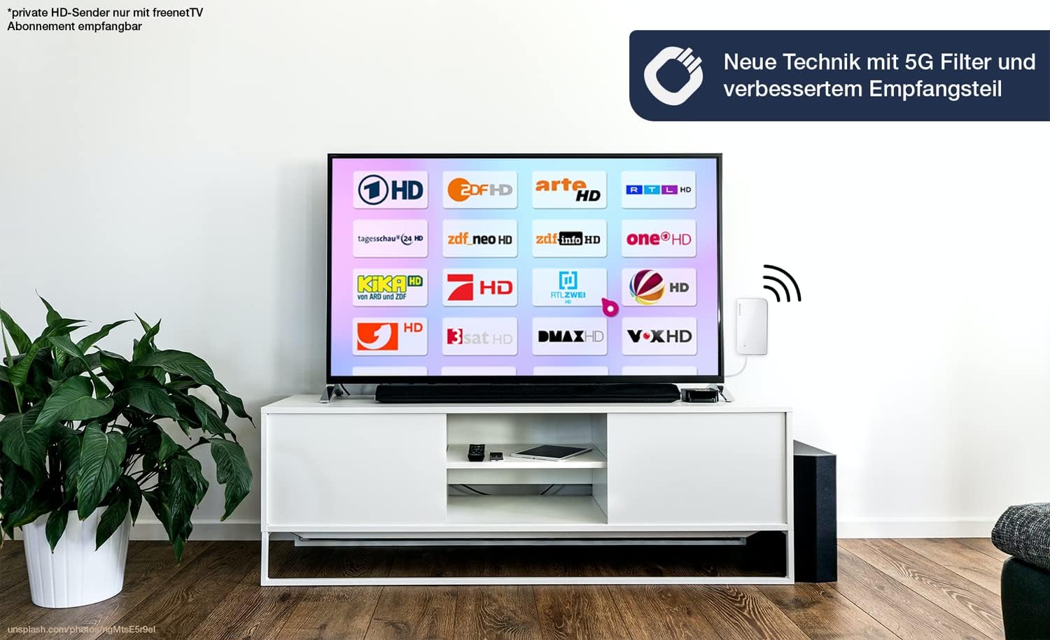 Oehlbach Scope Vision 5G DVB-T2 HD Antenne - Digitale Zimmerantenne - Aktiv DVB-T-Verstärker - Nachfolger unseres Testsiegers - Jetzt mit 5G Filter, weiß Weiß mit 5G Filter Single