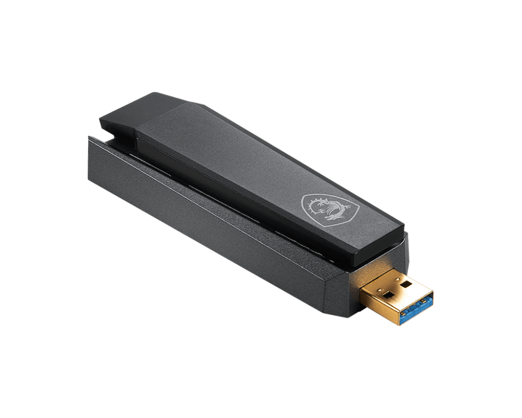 MSI AX1800 WiFi USB-Adapter, USB Typ-A (USB 2.0), Dualband 2,4/5 GHz, Schwarz