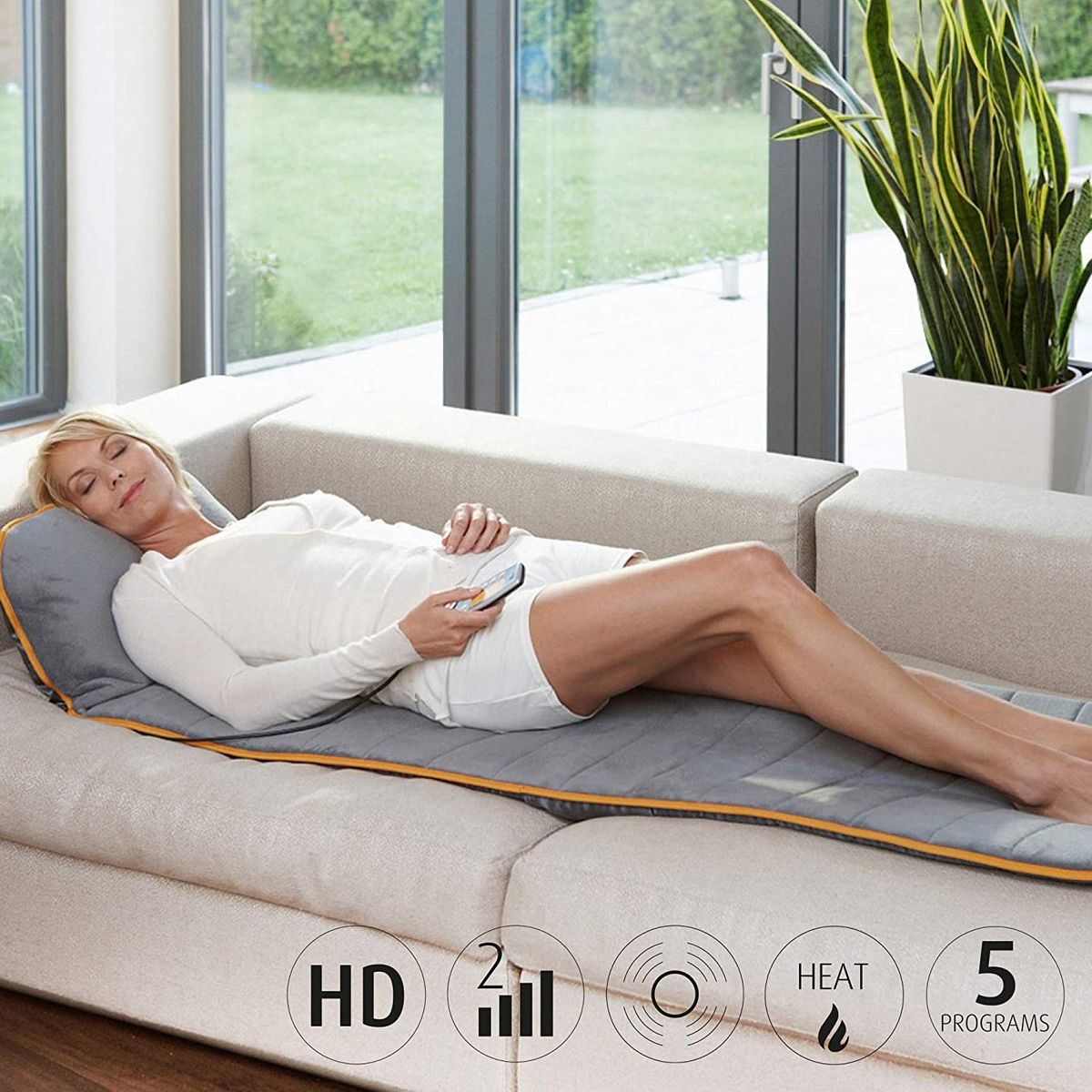 Medisana MM 825 Massagematte elektrisch Ganzkörper 5 Programme 4 Massagezonen Wärmefunktion Massageauflage Fleece-Bezug Massageliege 2 Intensitäten für Rücken Nacken Kopf Single