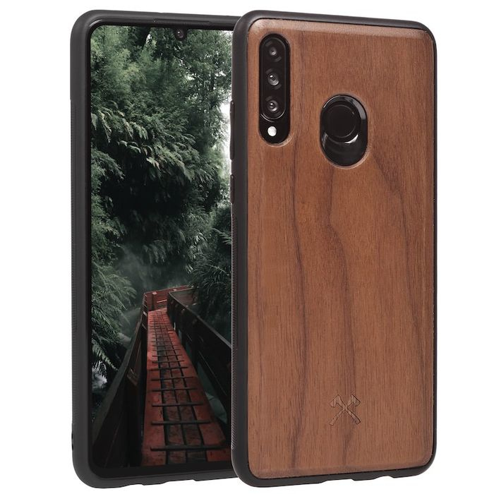 Woodcessories ECO305 Smartphone-Schutzhülle für Huawei P30 Lite, Echtholz Walnuss Cover, Silikonrahmen, Slim, 15,6 cm (6.15")