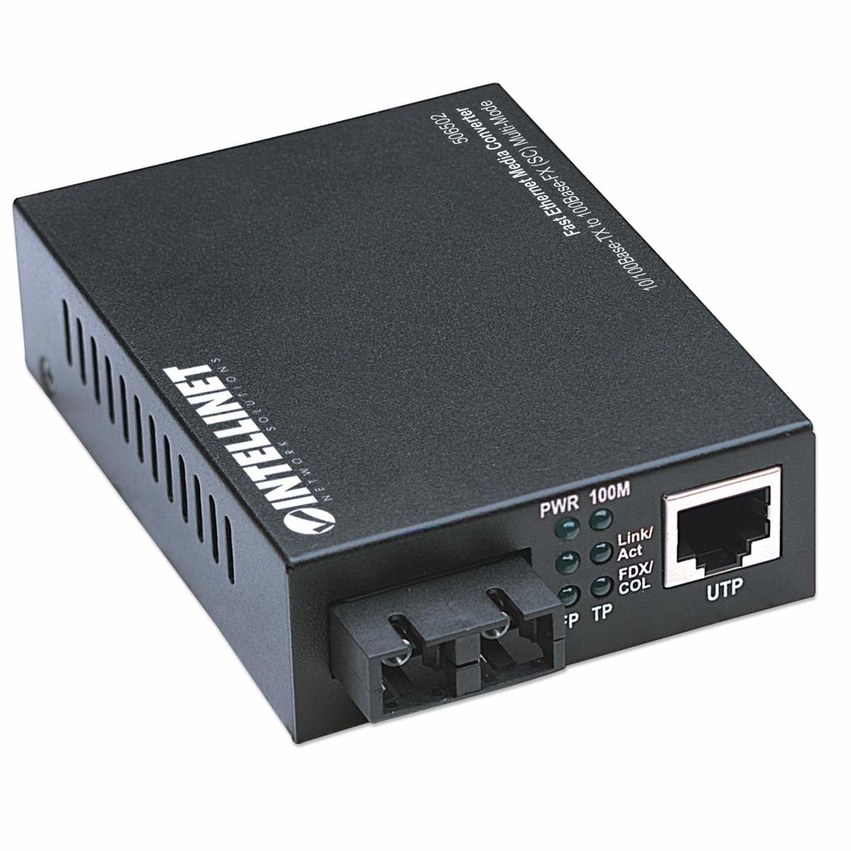 Intellinet 506502 Fast Ethernet Medienkonverter, 10/100Base-TX auf 100Base-FX (SC), Multimode, 2 km, 1310 nm, 5 V DC, EU Stecker