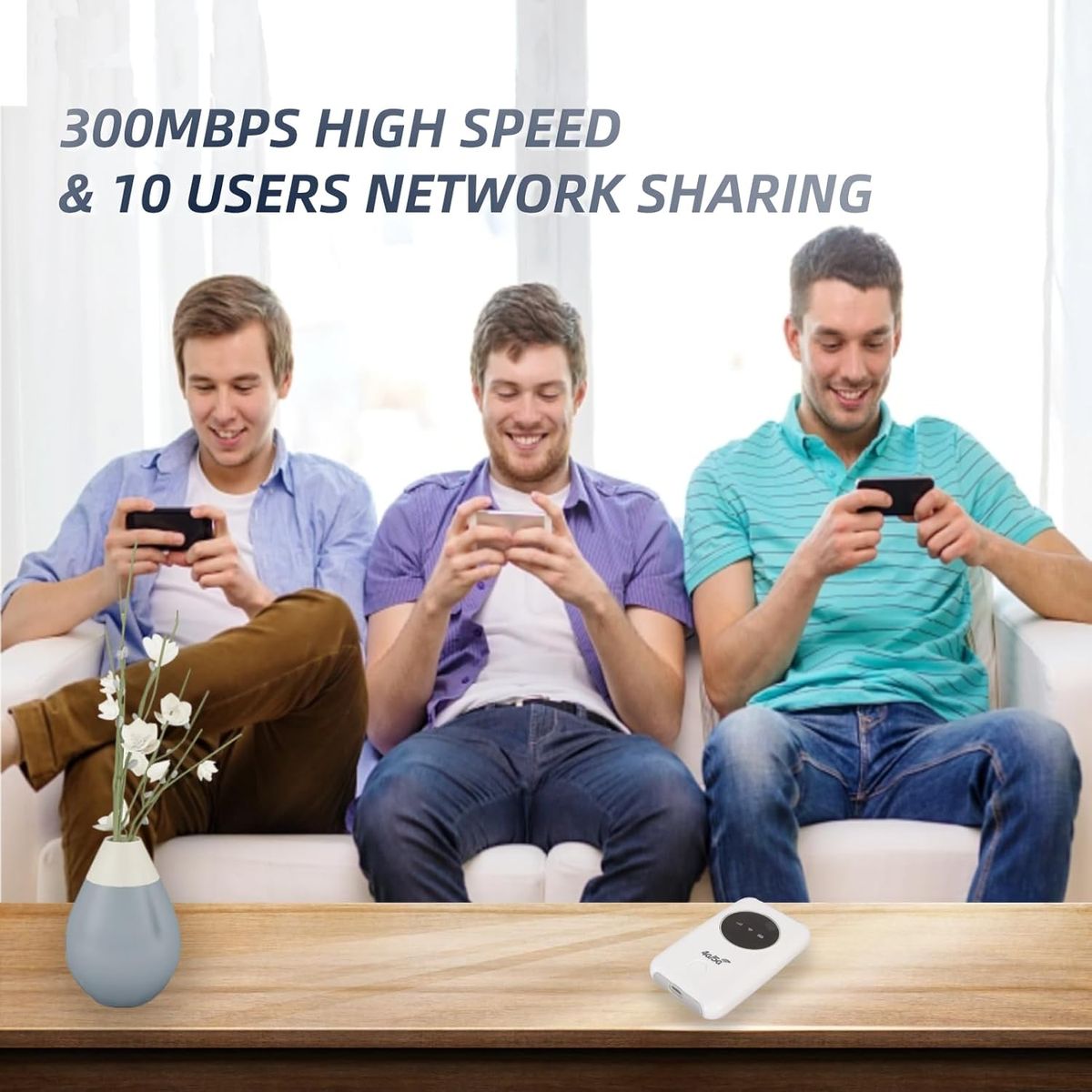 Yunseity 4G LTE USB-WLAN-Modem, 4G 300 Mbit/s Entsperrter WLAN-Modem-Router für Bis zu 10 Geräte, Mobiler WLAN-Router mit SIM-Karte für Party, Reisen, Geschäftsreise, Arbeit Usw