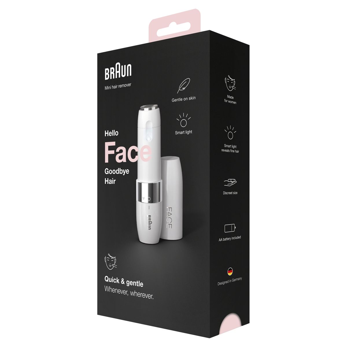 Braun Face Mini Hair Remover electric facial hair remover for women small shaver for fast gentle shaving upper lip chin cheeks for on the go smartlight FS1000