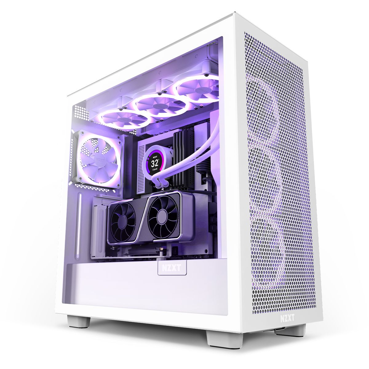 NZXT AB-RH175-W1 Grafikkartenhalter, Vertikale Montage für H7-Serie, Universal PC-Gehäuse, Weiß, Riserkabel 17,5 cm