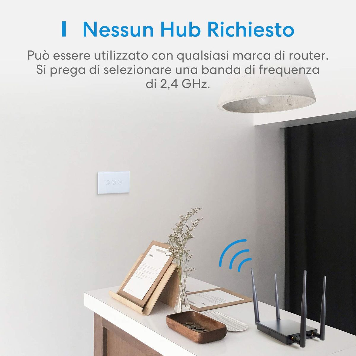 Meross WiFi-Schalter zu Hause mit WiFi Alexa, intelligenter italienischer Wandschalter, 1/2/3 Gang, Touch-LED-Panel, stoßfest, elektrisch, Timer, App Fernbedienung, kompatibel mit Alexa, Google Home