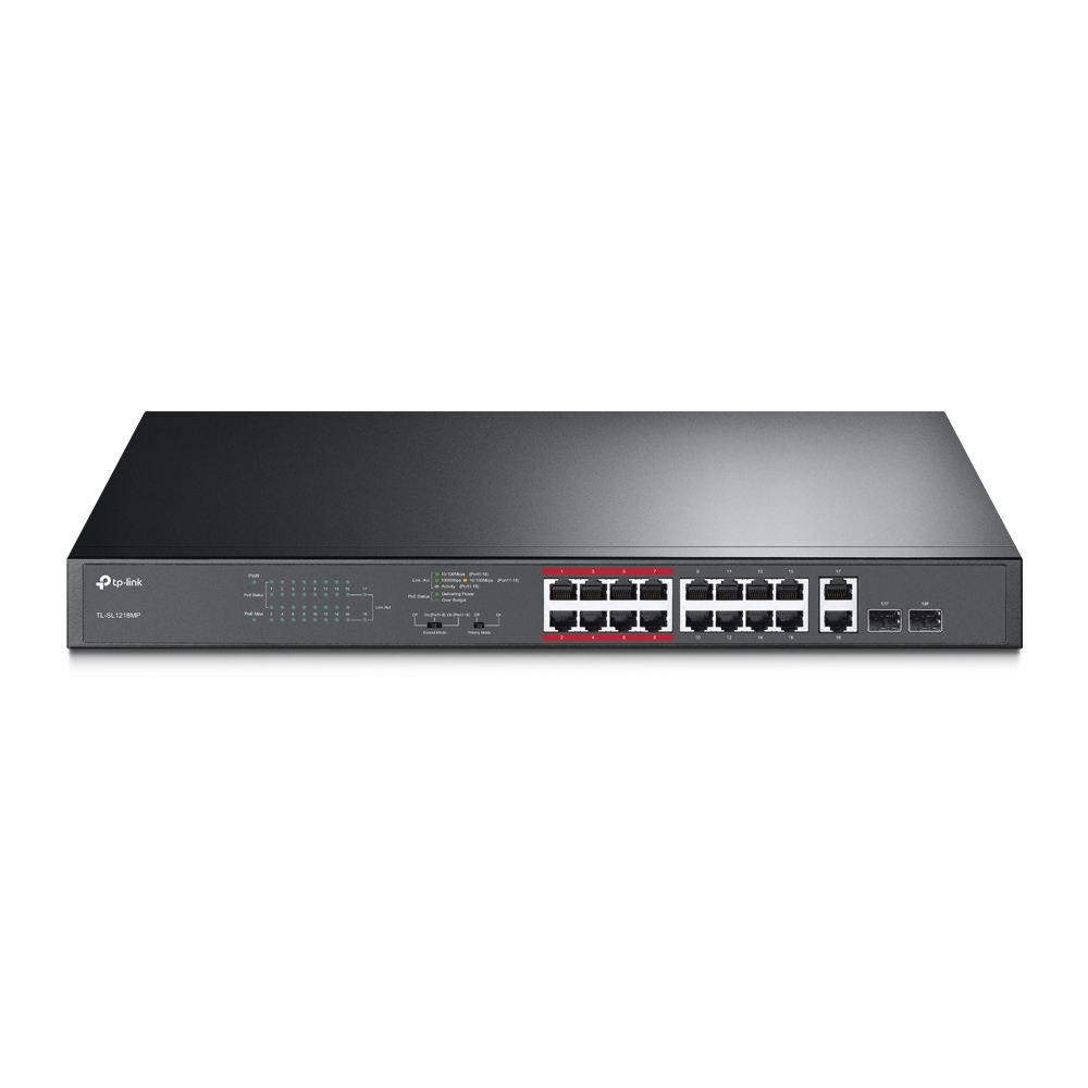 TP-Link 16-Port-10/100Mbit/s-+2-Port-Gigabit- Unmanaged PoE-Switch