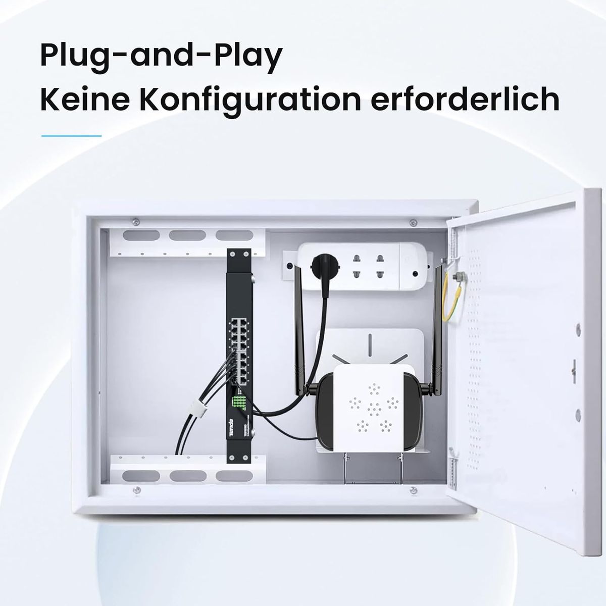 Tenda TEG1016D 16-Port Gigabit Switch, 16x RJ45, Unmanaged Plug-and-Play, Lüfterlos, Metallgehäuse, 19 Zoll Rackmontage, 6 kV Blitzschutz, 1U, Schwarz