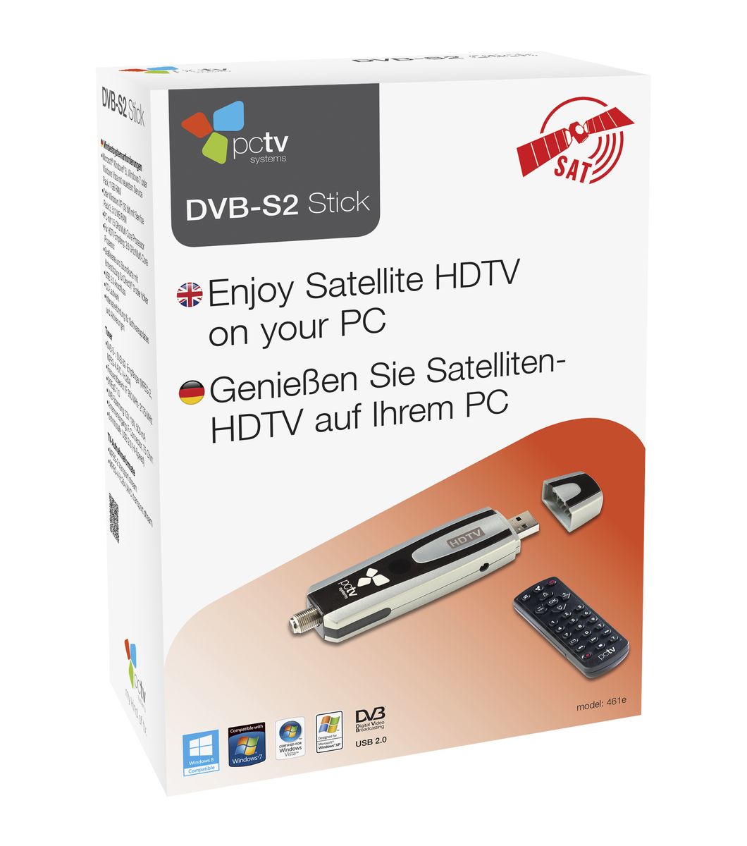 Hauppauge PCTV 461e DVB-S2 USB TV-Empfänger, HDTV, DVB-S/DVB-S2, H.264, Fernbedienung, USB 2.0, Plug C (EU)