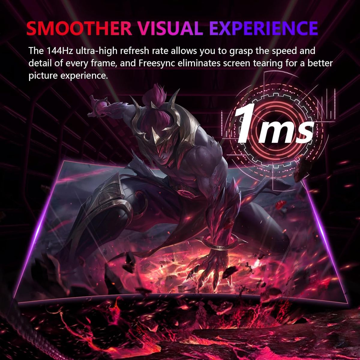 Great voell 38-Zoll Curved Gaming Monitor, 144Hz, UWQHD 3840x1600, 2500R, 1ms, 99% sRGB, FreeSync, HDR, Anti-Blue Light, VESA montierbar, HDMI 2.0, DP 1.4, Multifunktionsständer