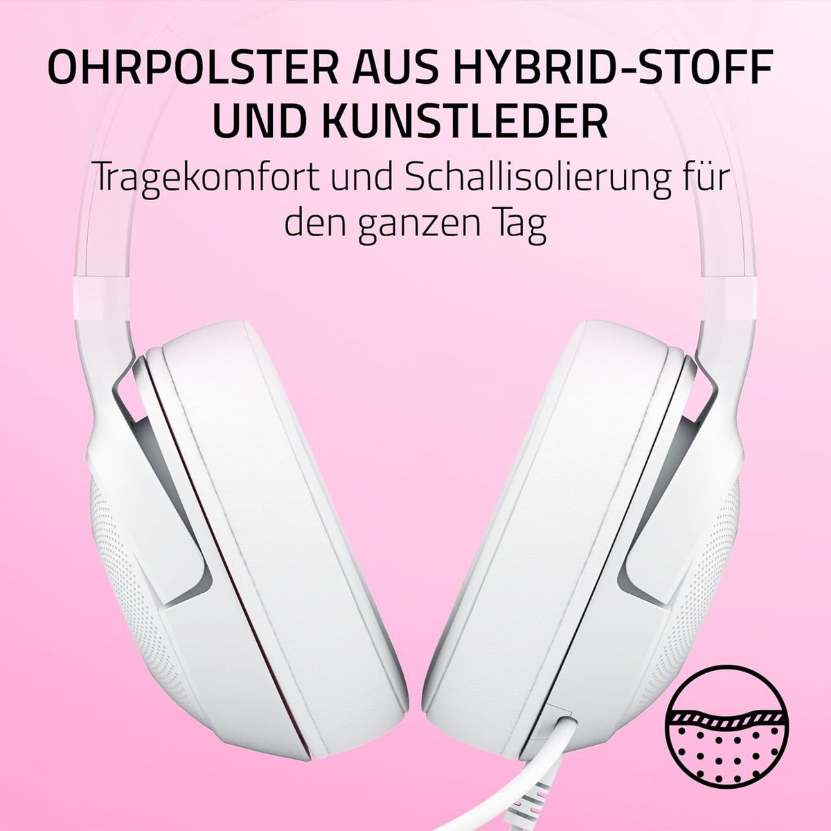 Razer Kraken Kitty V2 - Kabelgebundenes RGB-Headset mit Kitty Ohren für Gaming und Streaming (325 g, Triforce 40 mm Treiber, HyperClear Cardioid Mic, Surround Sound) Weiß