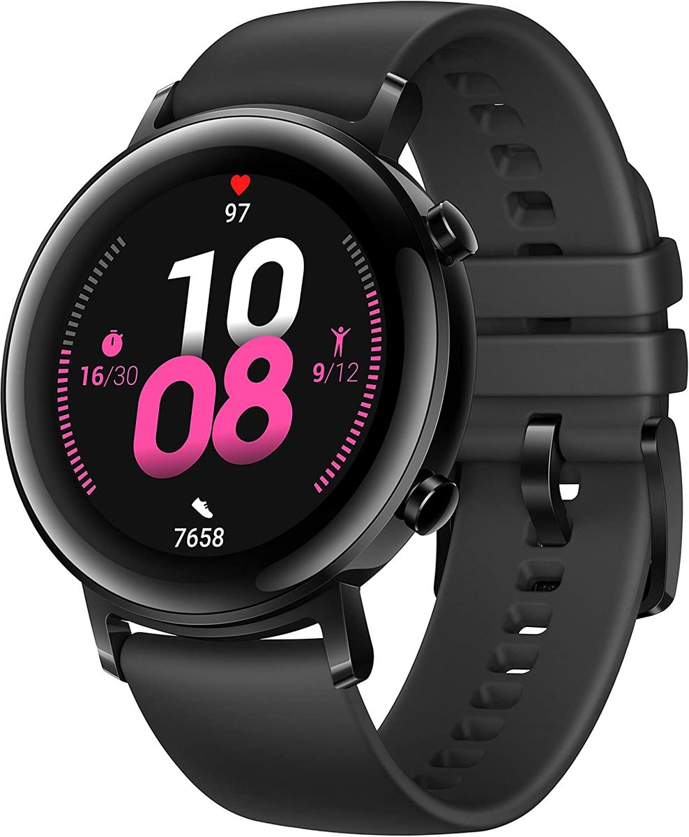 HUAWEI Watch GT 2 Smartwatch (42 mm Full-Color-AMOLED Touchscreen, SpO2-Monitoring, Herzfrequenzmessung, Musik Wiedergabe, 5ATM wasserdicht, GPS) Night Black 42 mm Night Black