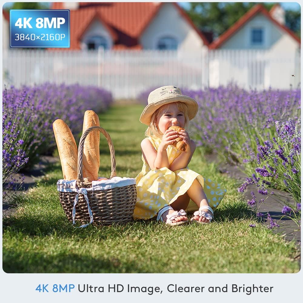 ctronics 4K 8MP Überwachungskamera Aussen WLAN, 2,4GHz/5GHz Dualband WiFi PTZ IP Kamera Outdoor mit Personen-/Fahrzeugerkennung, Automatische Verfolgung, 355°/90° Schwenkbar, Farbnachtsicht, IP66 Weiß