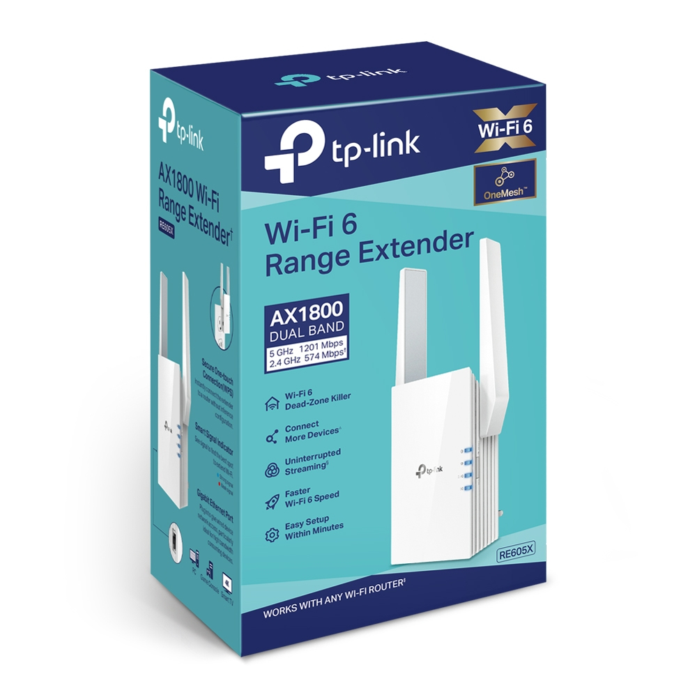 TP-Link RE605X Wi-Fi 6 AX1800 Dual Band WLAN Repeater Range Extender White v1.0