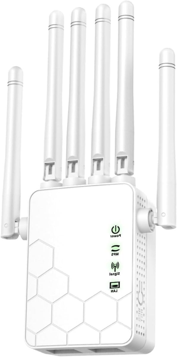 Generico AP-610 WLAN-Repeater, 300 Mbps 2,4 GHz, 6 Antennen, 2x LAN, Repeater/AP/Router-Modus, Wandstecker, Weiß, EU
