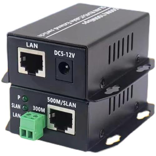 Qarmijaer 500763606 Ethernet Extender, Netzwerkverstärker RJ45 für Telefonie, bis 500 m über Cat5e/6, 1080P IP-Kameras, Plug-and-Play, Metallgehäuse