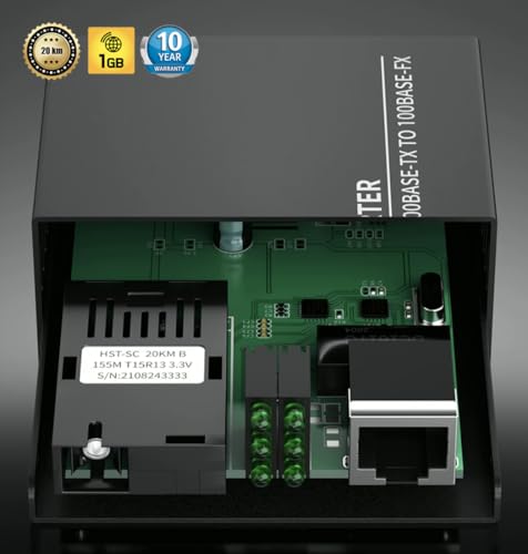 Elfcam 2 x 1 Port RJ45 Ethernet-Faser-Medienkonverter, 1,25 G SFP (Mini-GBIC), SC Monomode, bis 20 km, 1x RJ45 Gigabit