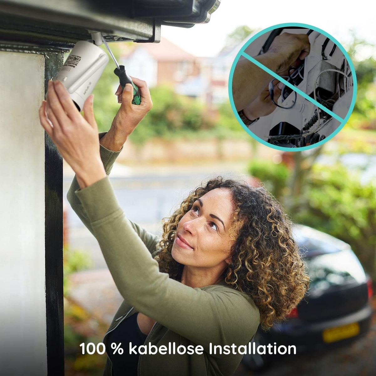 BOIFUN CAM41 2K Außen-Überwachungskamera, Akku 10400mAh, Kabellos WLAN, Doppelantenne, PIR-Bewegungsmelder, 110dB Alarm, Farbnachtsicht 20m, 4MP