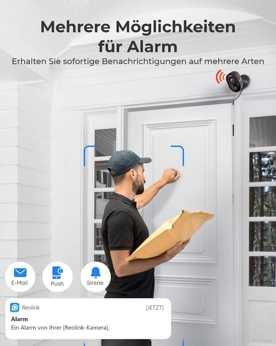 Reolink Lumus Schwarz WLAN Kamera Outdoor mit Licht Spotlight, 1080P Überwachungskamera Aussen mit 2-Wege-Audio, Bewegungserkennung + PIR, Micro SD-Kartenslot, Sirene