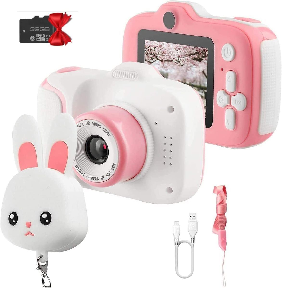 Etpark Fotocamera Bambini, Fotocamera Digitale per Bambini Schermo HD da 2 pollici 1080P anteriori e posteriori Selfie e videocamera per bambini di 3-12 anni Rosa