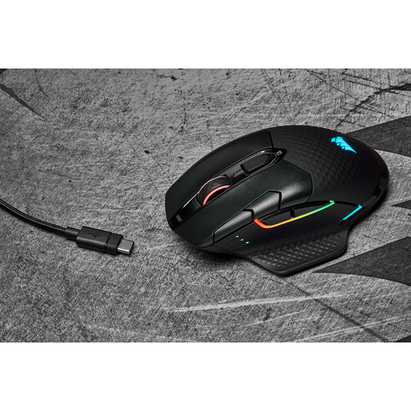 Corsair DARK CORE RGB SE Maus Gaming rechts RF Wireless + Bluetooth + USB Type-A Optisch 18000 DPI Corsair DARK CORE RGB SE Maus Gaming rechts RF Wireless + Bluetooth + USB Type-A Optisch 18000 DPI