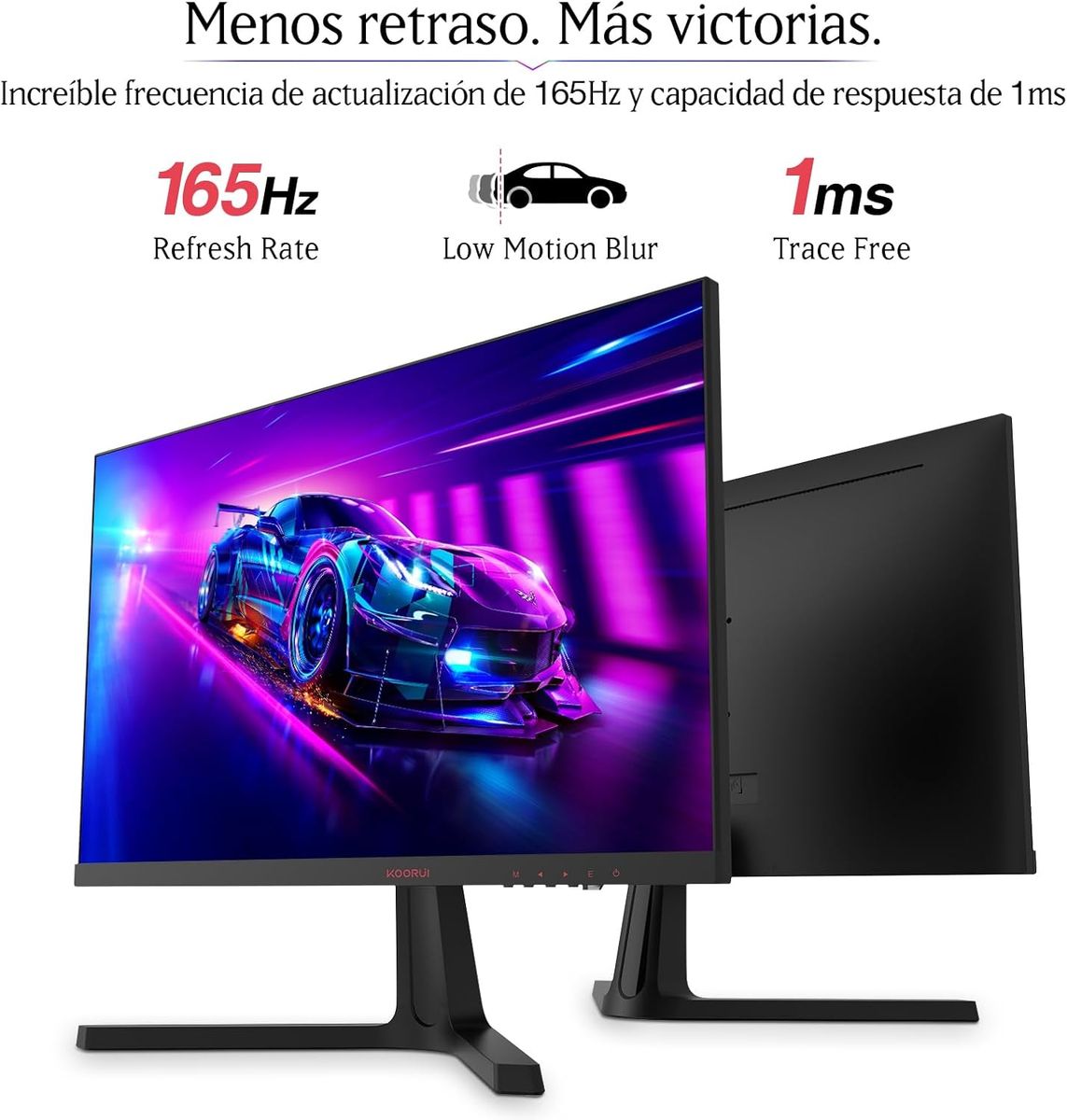KOORUI Gaming Monitor 24 Zoll - FHD PC Bildschirm VA 165Hz 1ms Monitor 144hz, AdaptiveSync Technology, DCI-P3 85%, 2 x HDMI, DP Neigbar, Schwarz