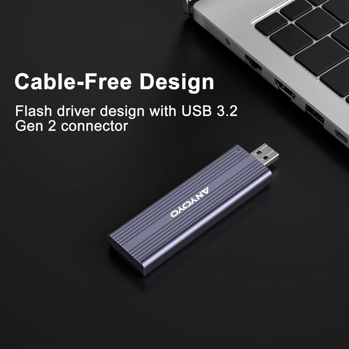 ANYOYO M.2 NVME SATA SSD Gehäuse, USB 3.2 Gen 2 10Gbps Solid State Drive Gehäuse für 2242 2260 2280 M.2 NVME/SATA SSD mit M-Key oder M+B Key (Support UASP, Plug and Play)